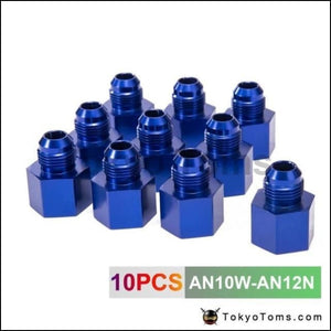 10Pcs Blue Aluminum Fuel Fitting Adapter Straight Female > Male Flare Reducer -12An-10An An10W-An12N