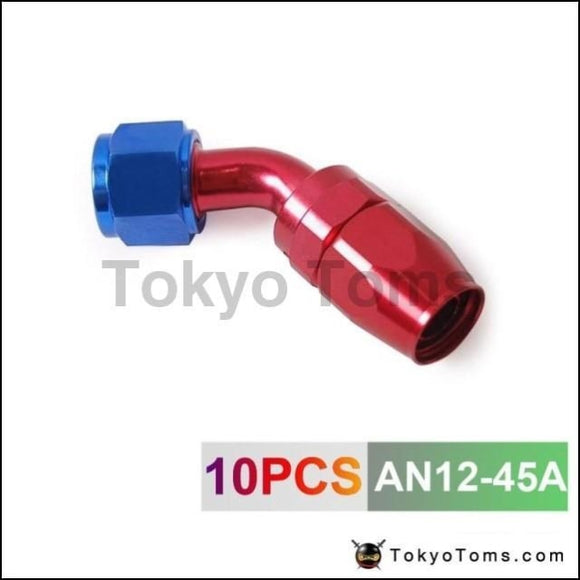 10Pcs /set 45 Degree An12 Aluminum Oil Cooler Hose Fitting End Fuel Push-On Fittings Adaptor