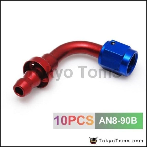 10Pcs /set 90Degree -An8 Aluminum Oil Cooler Hose Fitting 8 An Fuel Push-On End Fittings Adaptor