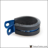 10Pcs X Aluminum Rubber Lined Cushioned P Clamp Id 14.3Mm An6 Ss Hose Black/blue Oil Cooler