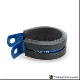 10Pcs X Aluminum Rubber Lined Cushioned P Clamp Id 14.3Mm An6 Ss Hose Black/blue Oil Cooler
