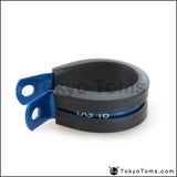 10Pcs X Aluminum Rubber Lined Cushioned P Clamp Id 25.4Mm An12 Ss Hose (Black/blue ) Oil Cooler