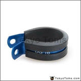 10Pcs X An10 Id 19.1Mm Black/blue Aluminum Rubber Lined Cushioned P Clamp Ss Hose Oil Cooler