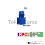 10Pcs/lot Fitting Flare Reducer Female 1/4N To Male -6An Blue Aluminum Nickel Plated An6W-1/4N Oil