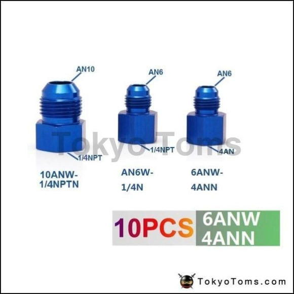 10Pcs/lot Fitting Flare Reducer Female 4An To Male -6An Blue Aluminum Nickel Plated 6Anw-4Ann Oil