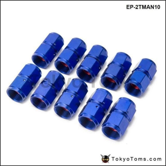 10Pcs/set Blue An10 Fuel Oil Fitting Aluminum Hose End Adaptor 2 Side Female Cooler