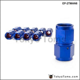 10Pcs/set Blue An8 Universal Swivel Oil Fuel Line Hose End 2-Side Female Fitting Cooler