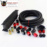 13 Row 248mm AN10 Universal Engine Oil Cooler British Type+M20Xp1.5 / 3/4 X 16 Filter Relocation+3M AN10 Oil Line Kit  Black