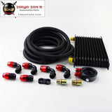 13 Row 262mm AN10 Universal Engine Oil Cooler Trust Type+M20Xp1.5 / 3/4 X 16 Filter Relocation+3M AN10 Oil Line Kit  Black