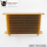 13 Row Aluminum 10An Turbo Engine Transmission Oil Cooler Fit Universal Gold
