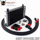 13 Row Trust Oil Cooler M20 / 3/4X16 Filter Thermostat Sandwich Plate Kit