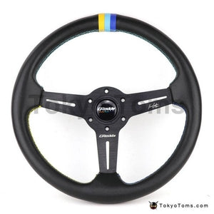 14" 340mm Gredy Style Leather Steering Wheel [TokyoToms.com]