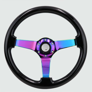 14" 350mm Lollipop Steering Wheel Black Neo Chrome [TokyoToms.com]