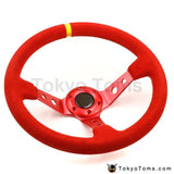 14" 350mm Suede Hella Red Steering Wheel [TokyoToms.com]