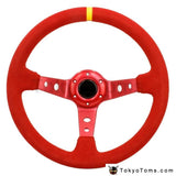 14" 350mm Suede Hella Red Steering Wheel [TokyoToms.com]