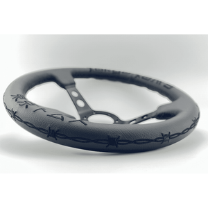 14" 350mm The Original "BARBWIRE" Leather Steering Wheel [TokyoToms.com]