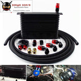 15 Row 262mm AN10 Universal Engine Oil Cooler Trust Type+M20Xp1.5 / 3/4 X 16 Filter Relocation+3M AN10 Oil Line Kit  Black