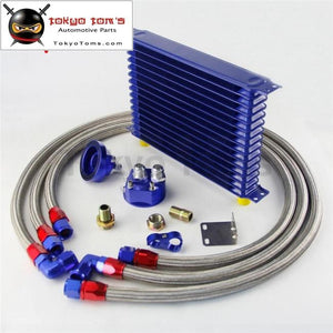 15 Row 262Mm An10 Universal Engine Transmission Oil Cooler Trust Type + Filter Adapter Kit