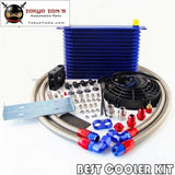 15 Row Trust Oil Cooler Thermostat Sandwich Plate Kit+7 Electric Fan Kit