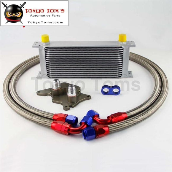 16 Row 248Mm An10 British Oil Cooler Kit Fits For Bmw Mini Cooper R56 Supercharger Black/silver