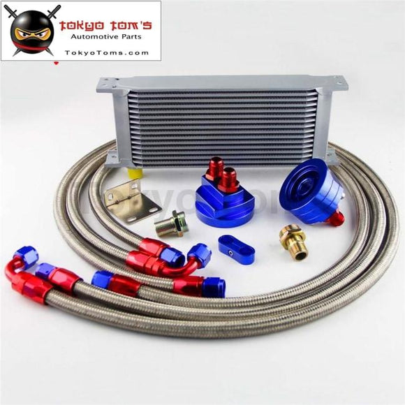 16 Row 248Mm An8 Universal Engine Transmission Oil Cooler British Type + Filter Adapter Kit