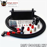 16 Row Engine Oil Cooler Kit An10 Thermostat Sandwich Plate 85 Degree + Lines Bk
