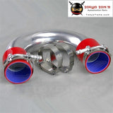 180 Degree 50Mm 2 Aluminum Turbo Intercooler Tube Pipe +Red Silicon Hose+Clamps Piping