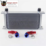 19 Row AN10 Universal Aluminum Engine Transmission 248mm Oil Cooler British Type W/ Fittings Kit Silver