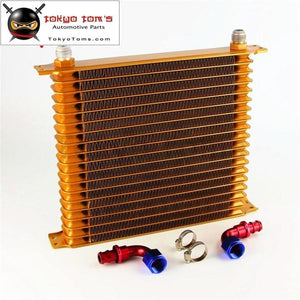 19 Row An10 Universal Engine Oil Cooler 10.6X12X2 Trust Type +2Pcs Fittings Gold