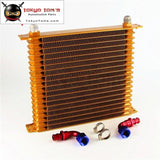 19 Row An10 Universal Engine Oil Cooler 10.6X12X2 Trust Type +2Pcs Fittings Gold