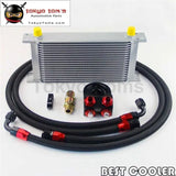 19 Row An8 Universal Engine Transmission Oil Cooler Kit+Filter Adapter Hose End