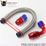 1Ft An12 Stainess Steel Braided Oil Fuel Hose+ 90 Deg & Straight Swivel Fittings