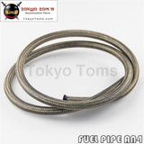 1M 3 Ft 4An Nylon Steel/ Stainess Braided Fuel Oil Gas Hose Line An 4 -4 Black / Silver