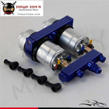 2* 044 High Flow External Fuel Pump + Dual Bracket & Out Manifold An6 Black / Blue Red