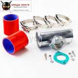 2.25 Type R Rs Rz Bov Blow Off Valve Flange Adapter+Silicone Hose Clamps Kit Red / Blue Black