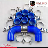 2 51Mm Universal 8Pcs Turbo Intercooler Pipe Piping+ Silicone Hose T-Clamp Kit Blue