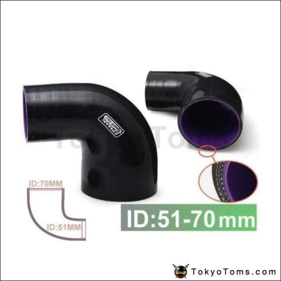 2-2.75 51Mm-70Mm 4-Ply Silicone 90 Degree Elbow Reducer Hose Black For Bmw F20 1 Series