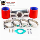 2.75 Type R Rs Rz Bov Blow Off Valve Flange Adapter+Silicone Hose Clamps Kit Red / Blue Black