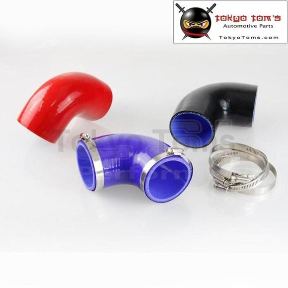 2 To 2.5 51Mm - 64Mm Silicone 90 Degree Elbow Reducer Turbo Pipe Hose+Clamps