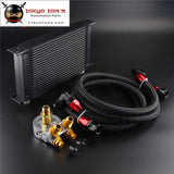 22 Row 80 Deg Thermostat Adapter Engine Racing An10 Oil Cooler Kit For Japan Car Silver / Black