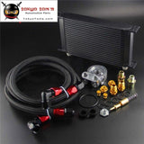22 Row 80 Deg Thermostat Adapter Engine Racing An10 Oil Cooler Kit For Japan Car Silver / Black