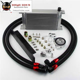 22 Row AN10 Bolt On Oil Cooler Kit Fits For Nissan 03-08 350Z Fairlady 09-14 370Z Black / Silver