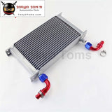 22 Row AN10 Universal Aluminum Engine Transmission 248mm Oil Cooler British Type W/ Fittings Kit Silver