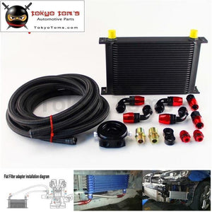 25 Row 248Mm An10 Universal Engine Oil Cooler British Type+M20Xp1.5 / 3/4 X 16 Filter Relocation+3M