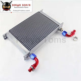 25 Row AN10 Universal Aluminum Engine Transmission 248mm Oil Cooler British Type W/ Fittings Kit Silver