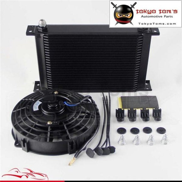 25 Row An8 Engine Oil Cooler + 7 Electric Fan Kit Universal Fit