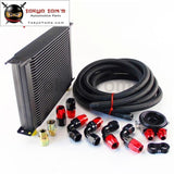 28 Row 248mm AN10 Universal Engine Oil Cooler British Type+M20Xp1.5 / 3/4 X 16 Filter Relocation+3M AN10 Oil Line Kit  Black