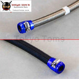 2Pcs An10 21Mm Id Fuel Hose Line End Cover Clamp Finisher Fitting Blue/black