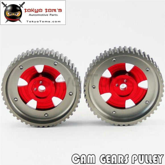 2Pcs Cam Gear Pulley Kit Fit For Mitsubishi Lancer Evo 1-9 Eclipse Dsm 4G63 Red