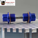 2Pcs M20 X 1.5 Engine Magnetic Oil Pan Drain Plug Bolt Anodized Crush Washer Blue